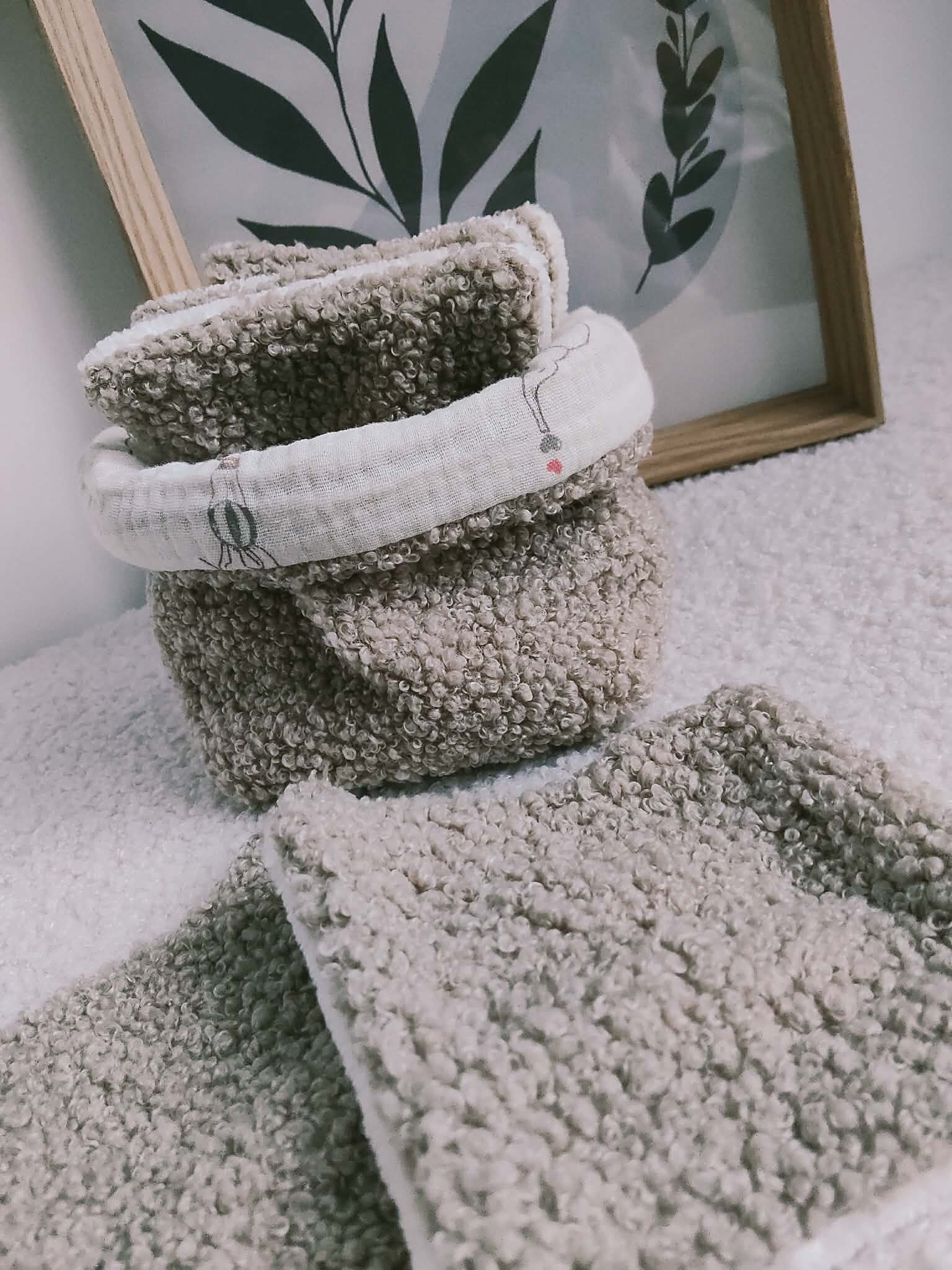 La panière et ses 6 lingettes en éponge bamabou