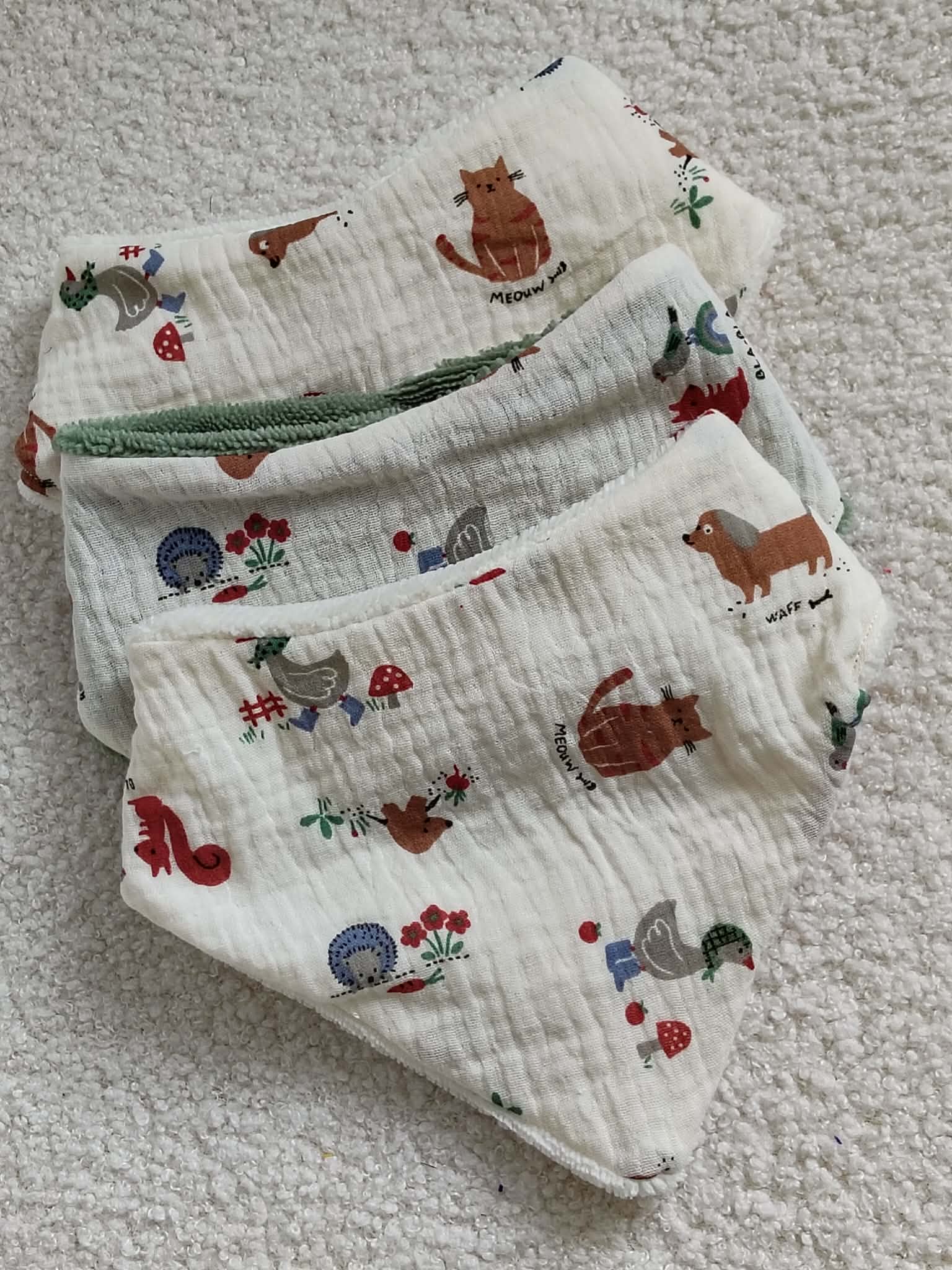 Lot de 3 bavoirs bandana en gaz de coton