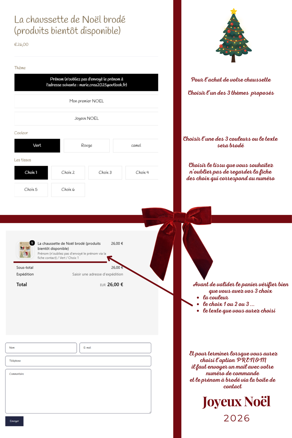 La chaussette de Noël brodé