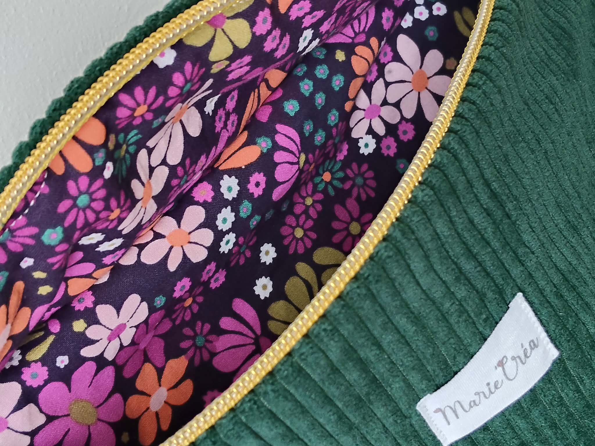 Sac banane en velours vert sapin et le porte monnaie