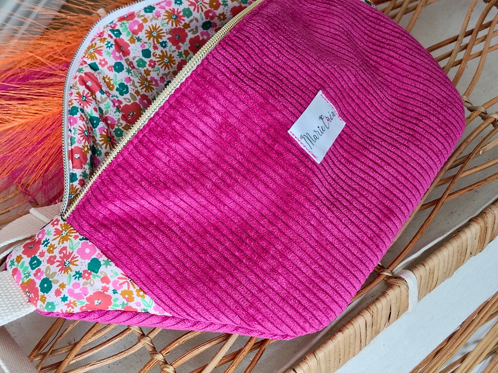 Sac banane en velours rose