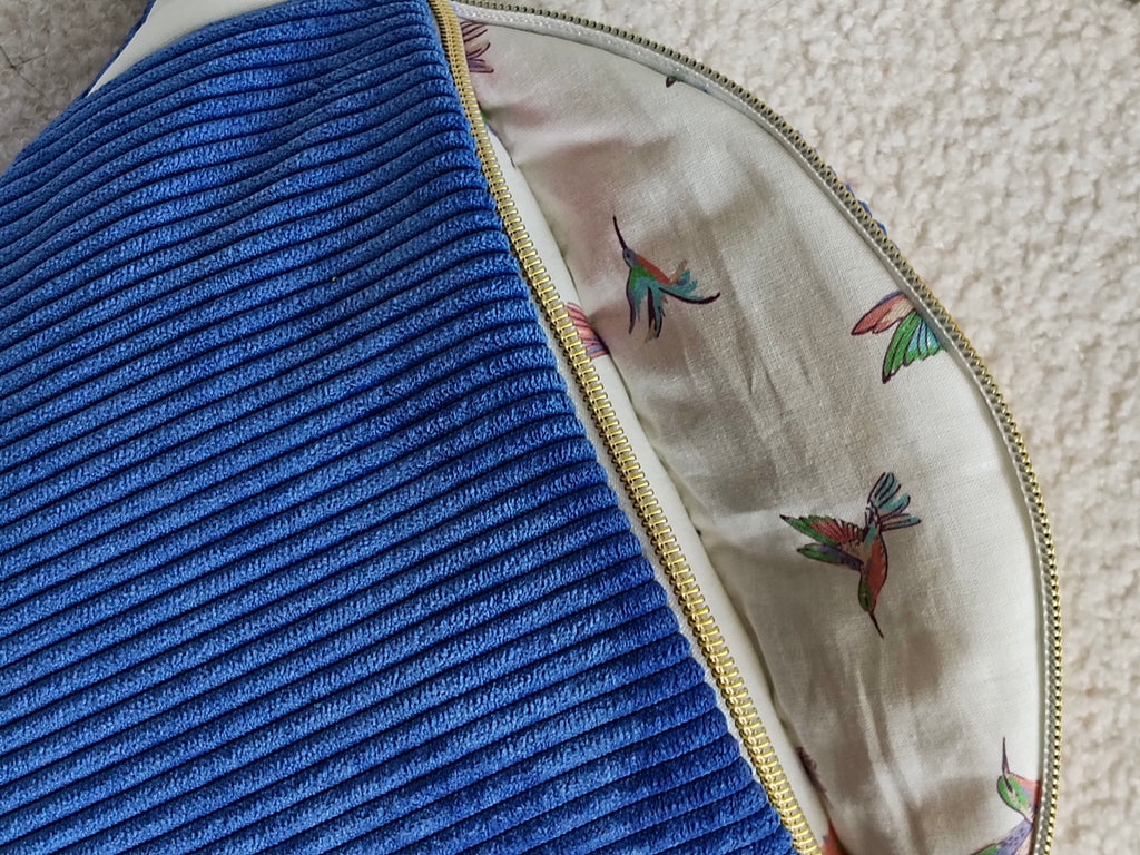 Sac banane en velours bleu
